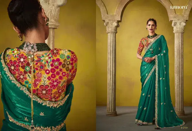 Green Colour Divani By Kimora Tissue Wedding Wear Saree Wholesale Online